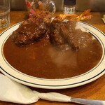 カレーの南海 - エビフライカレー+メンチカツ　980円+300円