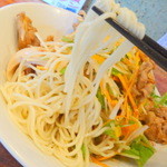 酒と肴と麺の店　田村屋 - 塩冷やし肉野菜：麺アップ
