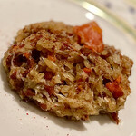 蒼 - ⑤香箱蟹のリゾット〜京丹後魚政から届いた香箱蟹のリゾット。200gを超える特大サイズを10匹使い蟹の風味だけを使ったフルフル香箱蟹の味わいが、この時期の幸せを感じさせる。ゴロッとドウマン蟹の内子が。