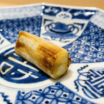 新ばし 星野 - 鴨の油で焼かれたネギ