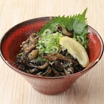 Charcoal-grilled chicken skin with light ponzu sauce