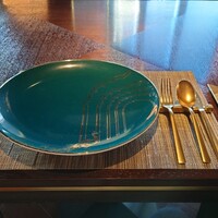 SPICE LAB TOKYO - お皿とソファがエメラルドグリーンです