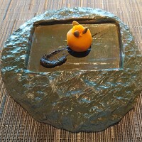 SPICE LAB TOKYO - セモリナ粉のハルヴァと栗カボチャのきんとん仕立て  黒ゴマのソース
