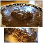 河 - ＊基本の辛さでも市販のルーの辛口程度。 ハンバーグは小さめですが、普通に美味しい。 ハンバーグとカレー半分頂いた時点で、ギブアップ。
