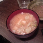 美酒嘉肴 ゆきみさけ - 某氏がわがまま言って作ってもらった味噌汁(今回は豆腐とネギ）