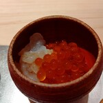 寿司栄 - イクラと海老の醤油漬け