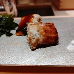 寿司栄 - 穴子…前が塩で、後がタレで