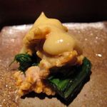 料理屋 仁 - 鮟肝と水菜、辛子味噌（２４年１２月）