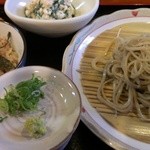 牽牛 - 蕎麦切り定食☆笊蕎麦・小鉢・セコ蟹の炊き込みご飯♪