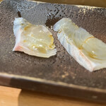 すし匠 - 白身の刺身（(左)白甘鯛昆布〆、(右)松川鰈）