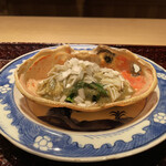 富小路 やま岸 - 味噌で和えて。京菊菜との取り合わせが絶妙です♪