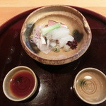 米倉 - 12.12月　造り（鰤炙り、アオリイカ、河豚湯引き）