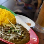 インドアジアン レストラン＆バー ビンティ - 家内とのlunchだと食せない“VeryVeryHot”｡
今日は久し振りのほうれん草+海老Curry。