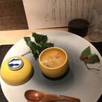 汐見 - ちょっと贅沢なコース７０００円。白子の茶碗蒸し。こだわり卵の効果は不明ですが、とーっても美味しかったです（╹◡╹）（╹◡╹）