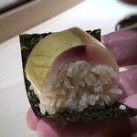 菊鮨 - ◆鯖（五島）の押し寿司・・鯖が肉厚で、美味しいそうです。