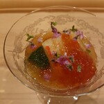 鮨 むらやま - 松葉蟹と春菊のお浸し