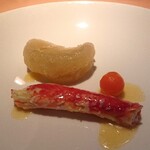 洋食の店 橋本 - タラバガニと晩白柚と人参グラッセ、フレンチドレッシング