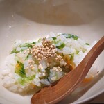 温石 - お出汁にアオサを加えた出汁ご飯。