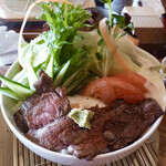 木楽 - 木楽セットのミニステーキ丼