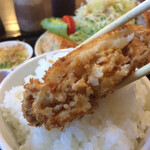 わ楽 - サーモンメンチ オンザライス  