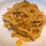 RISTORANTE IMAI - ２３年定番　ウニのタリエリーニ　クリームソース（+１０００円） 大好きな一品。オープンしてから２３年間も変わっていないレシピはすごい。 それだけ、完成されたパスタだと思います。