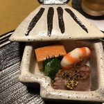 山荘 天水 - 鴨ロース、車海老