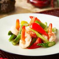 車海老とアスパラの塩炒め