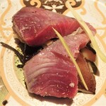 センティウ - 星鰹　高隈原木椎茸セージバター炒め　ひじき　玉蜀黍の新芽