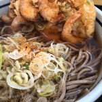 豊洲食堂 - 天ぷら上部にぷりぷりの海老が！麺は特筆こそ
            
            ありませんが美味しかったです。