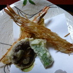 大喜庵 - ２０１２，１２　車えび　椎茸　天ぷら