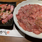 炭火焼肉 からし家 - 並タン塩②、カルビ