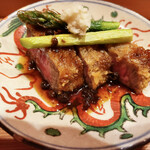 日本料理 永代 - 牛カツ。これはうまかった。けどすでにお腹いっぱいすぎて草。