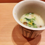 日本料理 永代 - なめこ、せり、柚子。