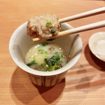 日本料理 永代 - 団子に、京都の牛蒡。写真には無いけど、この「堀川ごぼう」が美味しかった。