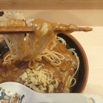 そばの神田 東一屋 名掛丁店 - 麺は細くカレーはもったり目。たぬき（揚げかす）で味変できますミャ