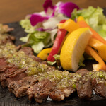 Cow tongue Steak with green onion salt sauce