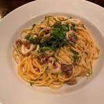アルコホール - イカとメンタイコのクリームスパゲティ