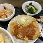 ささら - 切り干し大根旨煮 二色フライ ほうれん草おひたし