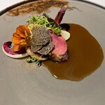 ラ・ヴァガボンド - 鴨～シャラン鴨　タルディーボ　ユリネ　トリュフ　鴨の出汁ソース　ナスタチウム