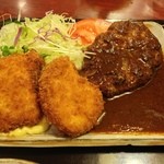 とんかつ　とん加”亭 - カニコロッケとハンバーグ（７５０円）