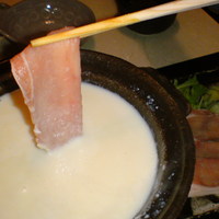 花咲 錦店 - 豆乳鍋☆煮詰まってくるとお豆腐になってきます！