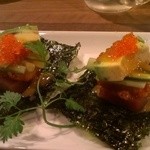 たべどころ絆 連 - うにとマグロのカナッペ＠４８０　二口ながらも味わい抜群