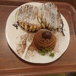 エヌズ カフェ - 栗のチョコレートモンブランパンケーキ