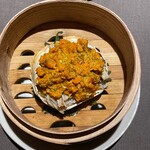 茶禅華 - 鴛鴦蒸蟹～蒸し蟹　雌の味噌　雄の蟹身　白子　黒酢
