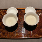 茶禅華 - 二種類の冷たい杏仁豆腐と温かい杏仁豆腐