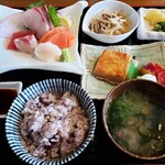 ごん蔵 - お刺身と鮭ハラス焼漬　1200円