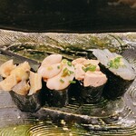 にぎり鮨 一五〇 - バイ貝・白子・あん肝・白海老