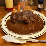 カレーの南海 - エビフライカレー+メンチカツ大辛の辛め　980円+300円