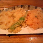 Tempura Kanda - レンコン、キス、しし唐、かき揚げ