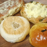 Bakery&Bakery - 料理写真:こしあんぱん150円税込、高菜&チーズ180円税込、ゴマ香る大葉ハムロール180円税込、カリカリチーズのパニーニ360円税込